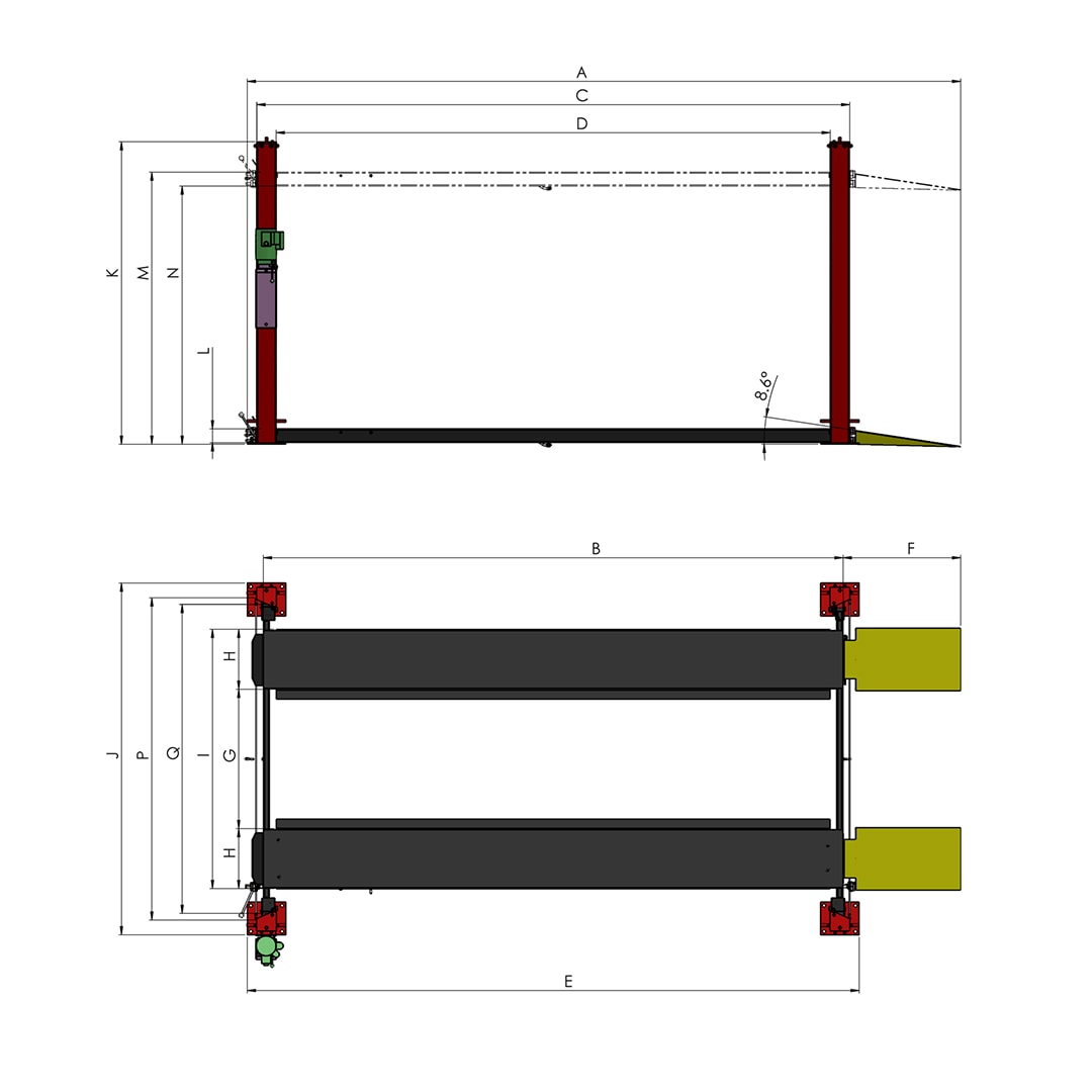 Quatro Stacker High Boy — Four-Post Lift 8,000 LB. (3.6T)