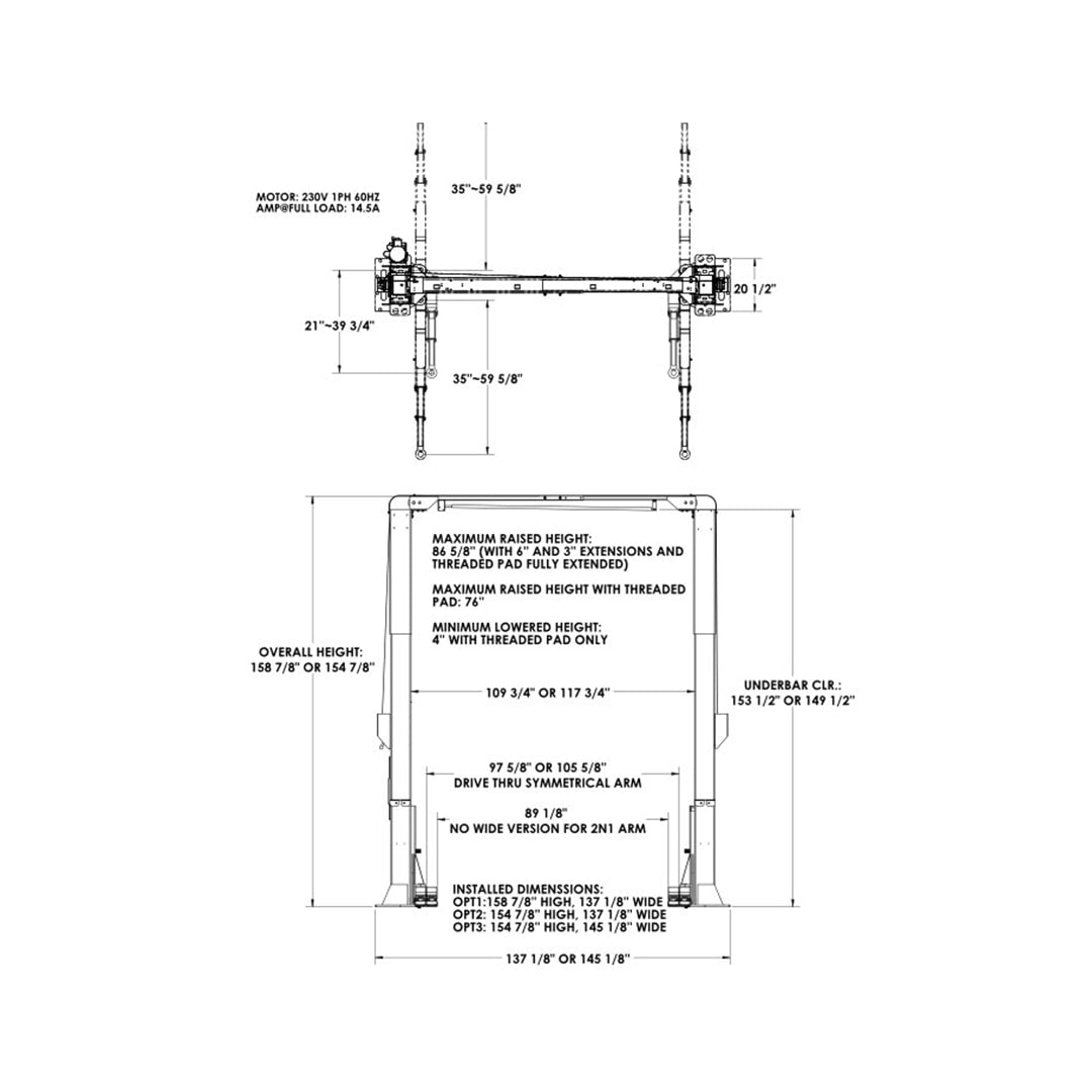 Dakota Asymmetric — Two-Post Lift 12,000 LB. (5.5T)